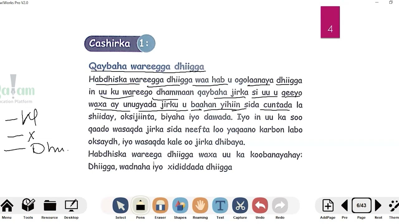 Fasalka 7aad, maadada seyniska, Ch3 Habdhiska wareeg Dhiigga Qashinsaar Aadamiga Lesson 1