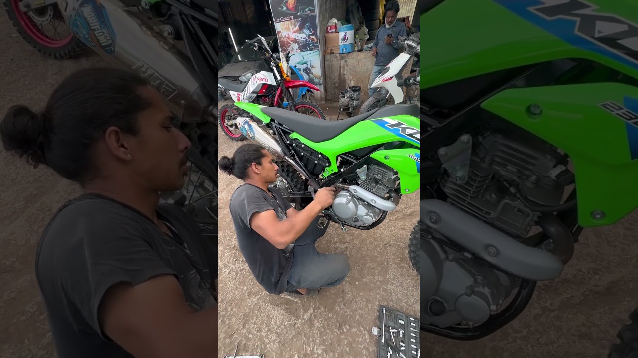 New KLX230rs Indian made, exhaust installation 😎 #exhuast #installation #klx230rs #shorts