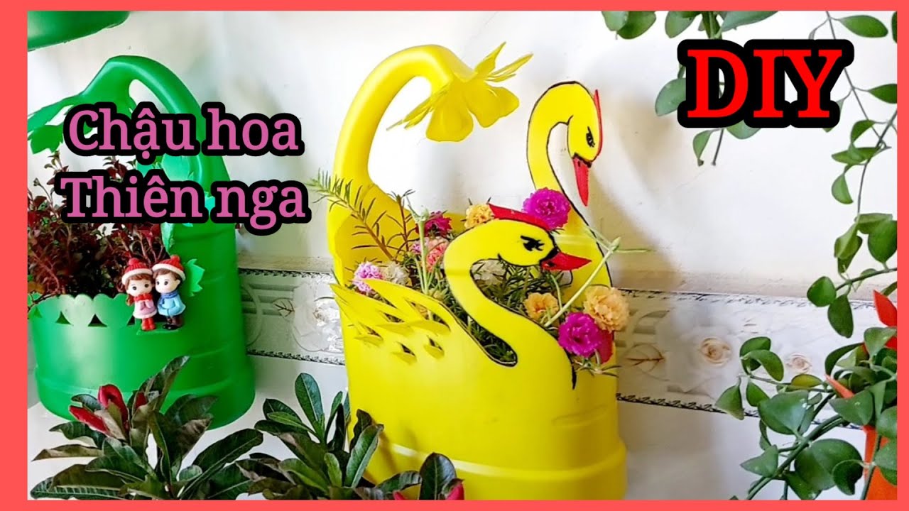 Làm Chậu Hoa Bằng Chai Nhựa | # 110 | Chậu Hoa Thiên Nga tuyệt đẹp | DongThy TV