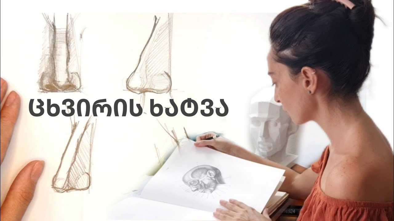 როგორ დახატო ცხვირი?|| სახის ნაკვთები|| სახე || პორტრეტი||how to draw a nose