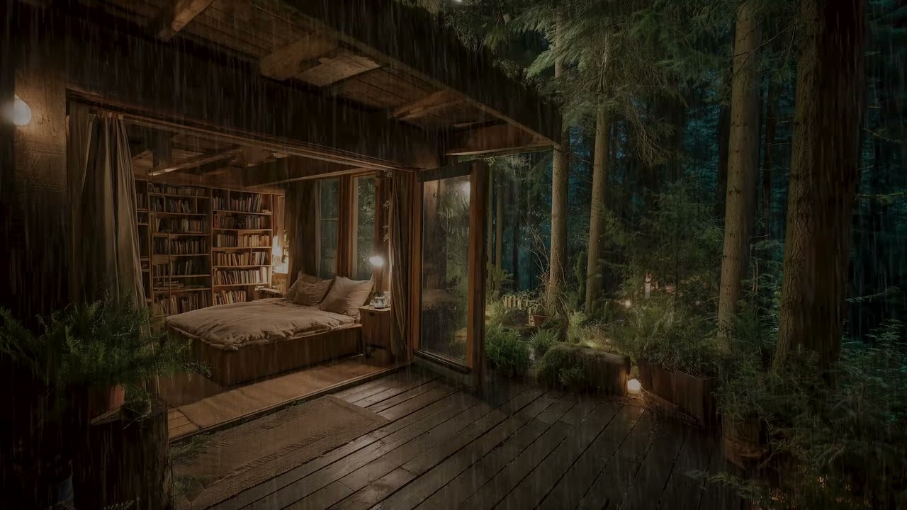 Gentle Rain in a Cozy Forest Bedroom 🌲|  No Music, Pure Sleep Sounds for Deep Sleep
