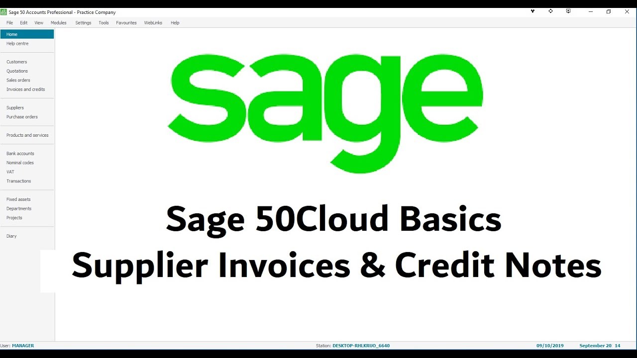 Sage 50Cloud Tutorial - Supplier Invoices & Credits - Lesson 8
