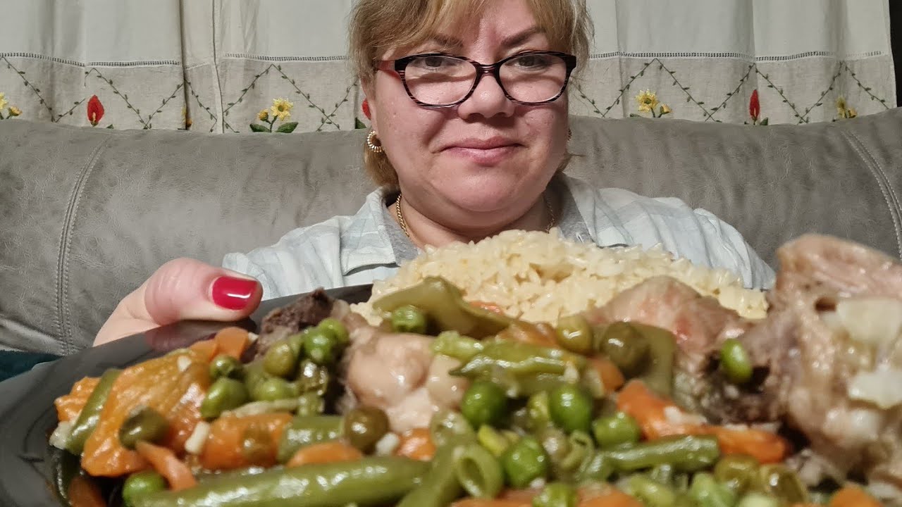 MUKBANG🍽 CHICKEN WITH VEGETALES|МУКБАНГ КУРИЦА С ОВОЩАМИ|довольная как паровоз #chicken#mukbang#asmr