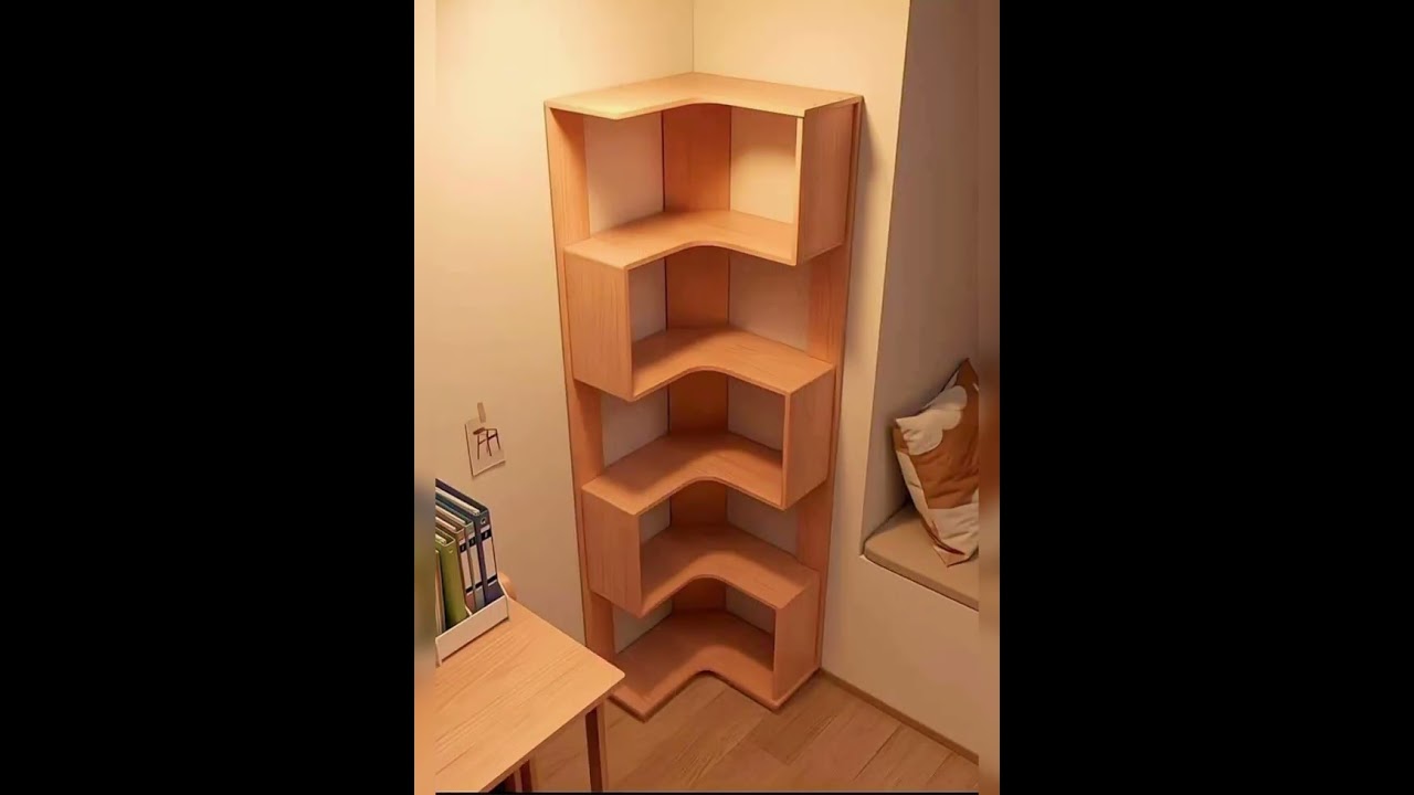 Wall Corner Shelf Design /Wooden plywood work Design Idea