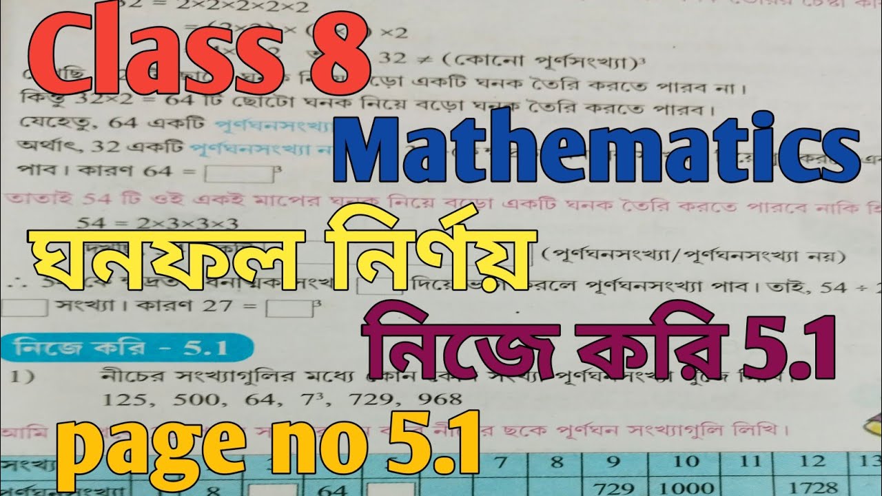 Class 8 math/chapter 5/ ঘনফল নির্ণয়/ নিজে করি 5.1/অষ্টম শ্রেণী গণিত 