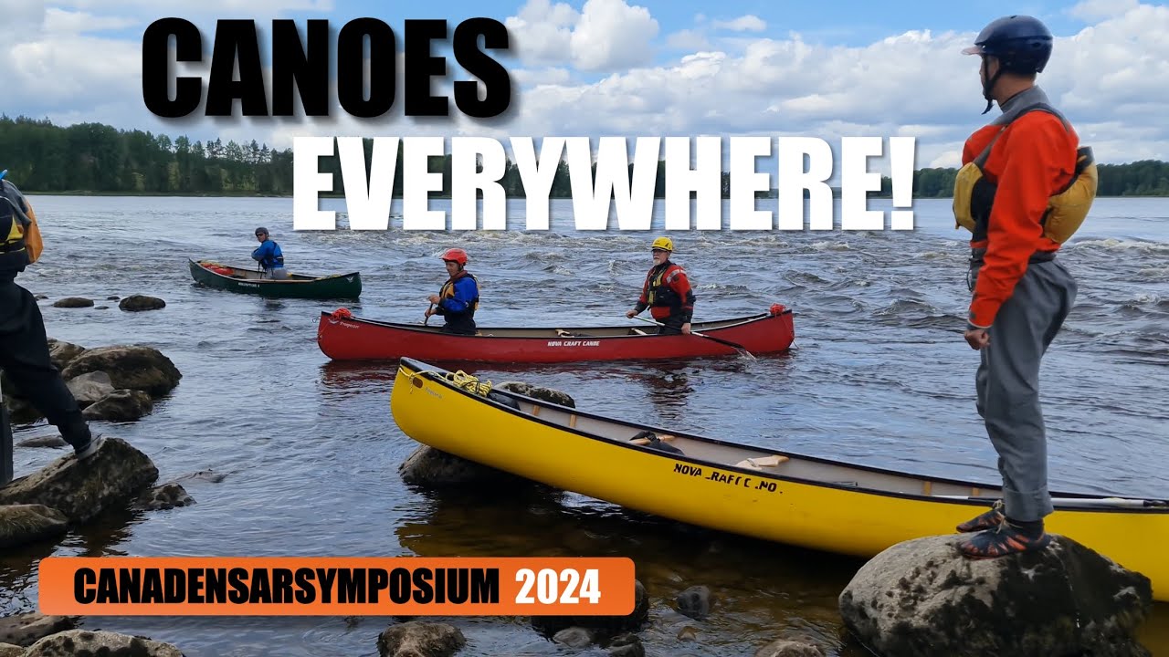Kayakers SURROUNDED by canoes! Whitewater canoe training camp - canadensarsymposium 2024