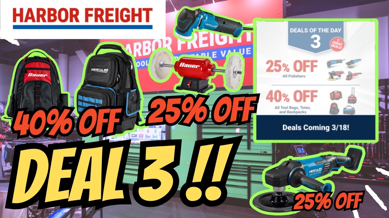 Harbor Freight, День 3: скидка 40% на сумки для инструментов и 25% на шлифовальные/полировальные ...