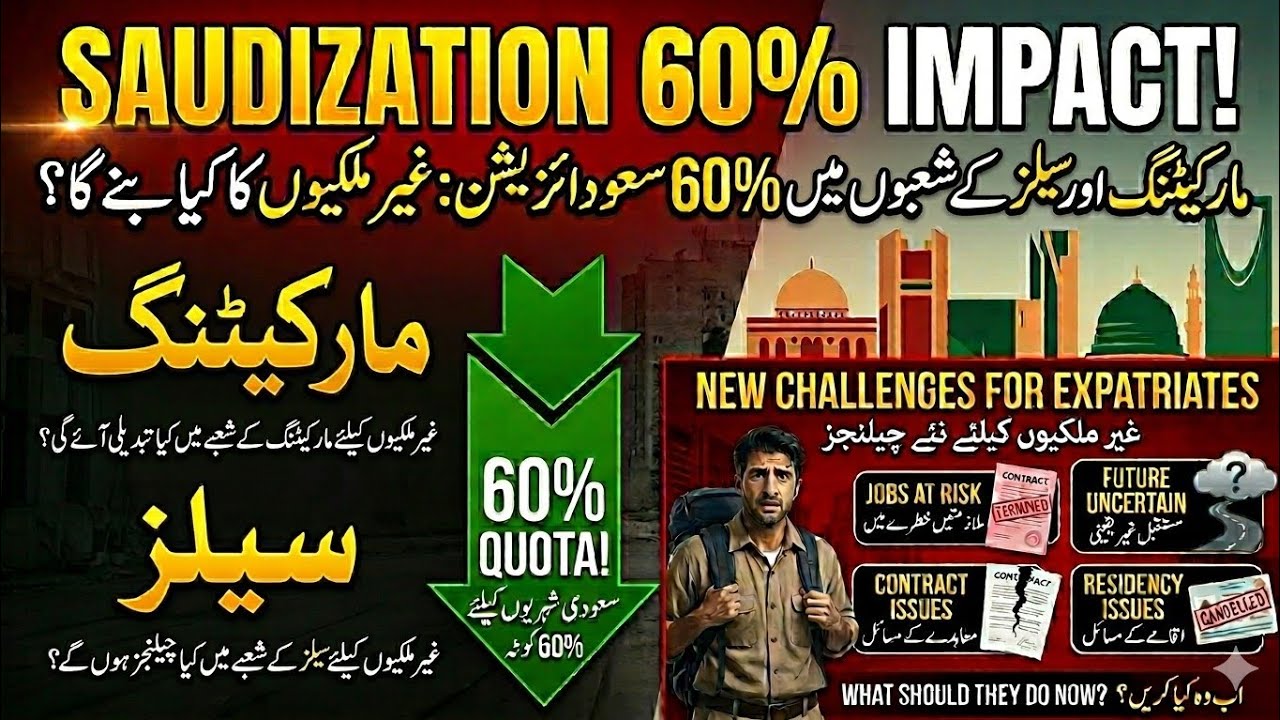 Soudization in marketing and sales 60% |  Saudization impact on non Saudi Workers | Saudization news