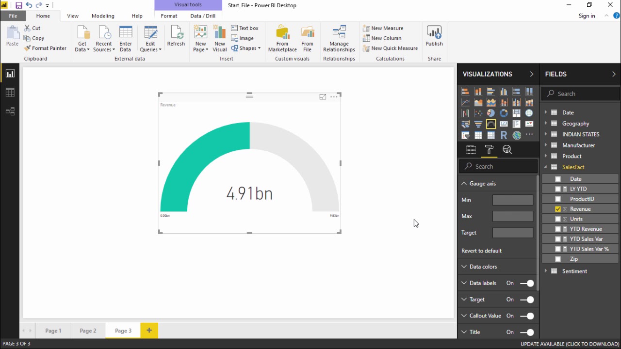 Power BI - Gauge card and KPI