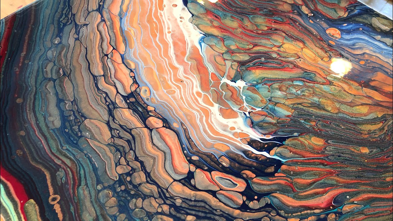 HOLY COW! Amazingly Large Triple Straight Pour/Acrylic Pour abstract painting 24