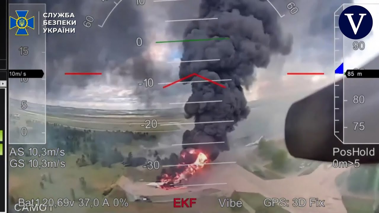 Ucrania publica nuevas imágenes del ataque con drones a bases rusas del pasado domingo