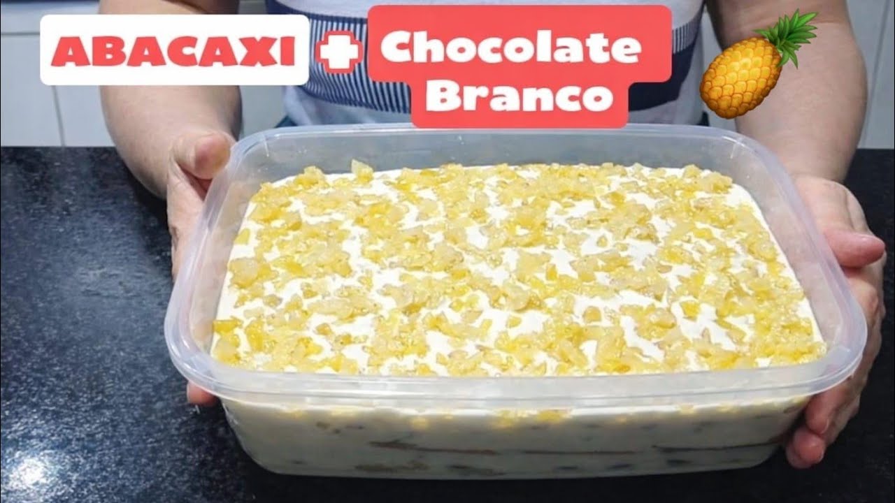 PAVÊ DE ABACAXI | Ganache Branco e Creme Amarelo 