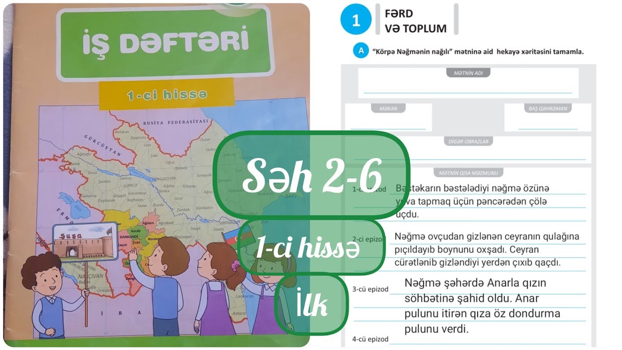 4-cü sinif Azərbaycan dili iş dəftəri səh 2,3,4,5,6. 1-ci hissə. Fərd və toplum. Frazeoloji birləşmə
