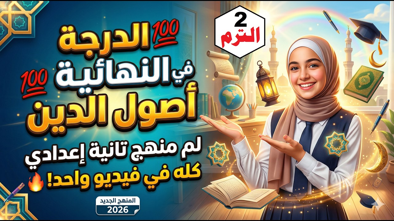 حل امتحانات فبراير ومارس 🔥مادة أصول الدين كاملة💯 تانية إعدادي 2026 🎯 فيديو واحد!