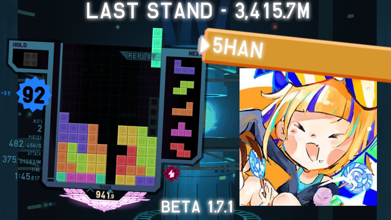 [QP2] Last Stand, 3,415.7m by 5han - Current World Record! - TETR.IO High Level Replays