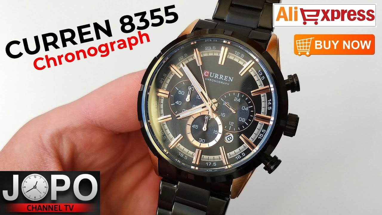 CURREN M8355 Black-Gold Chronograph Watch│Curren Watch Review│Subtitles
