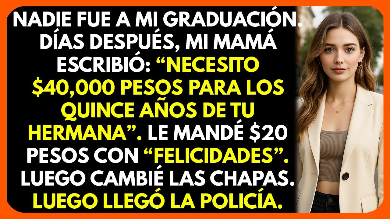 Mis papás faltaron a mi graduación, pidieron $40,000 pesos y llamaron a la policía cuando dije no