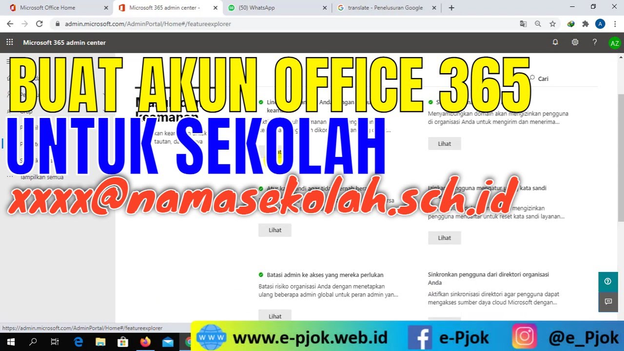Cara deploy office 365 untuk sekolah agar Akun Office 365 menjadi berekstensi sch.id