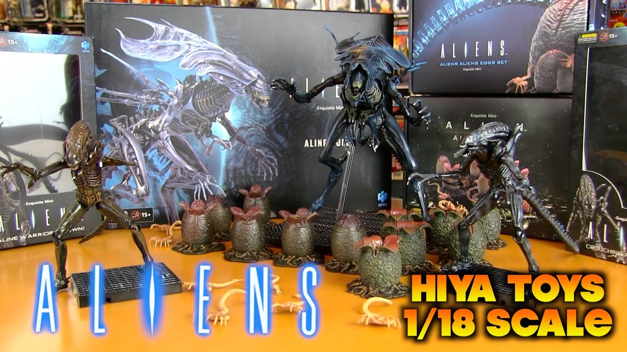 Hiya Toys 1/18 scale ALIENS Queen, Warriors, Facehuggers &  Eggs (2021)