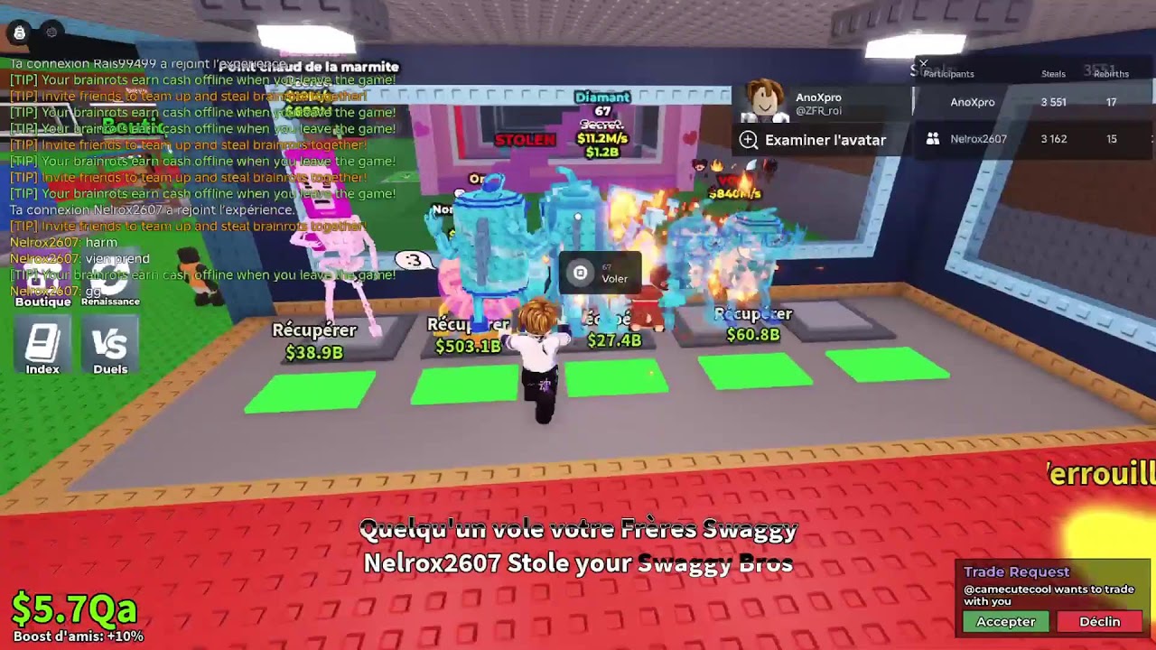 LIVE STEAL A BRAINROT TRADE ET PVP
