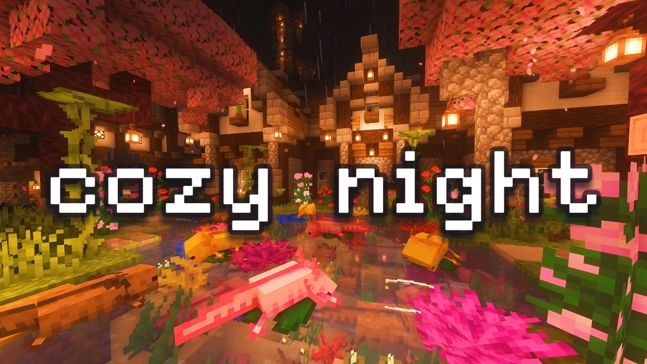 🌙 Засни спокойно ⎮ Дождь в Minecraft и умиротворённая атмосфера сакуры