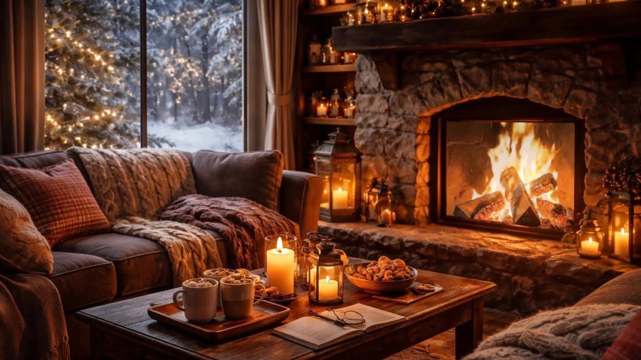 Cozy Home Ambience 🔥 Relaxing Piano & Fireplace