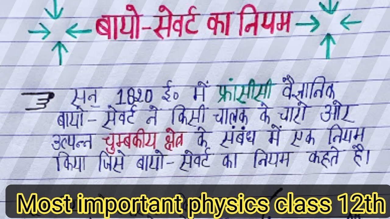 बायोसेवर्ट का नियम | bios sevart low || dharavahi chalak ke karan chumbakiya chhetra |12th #physics