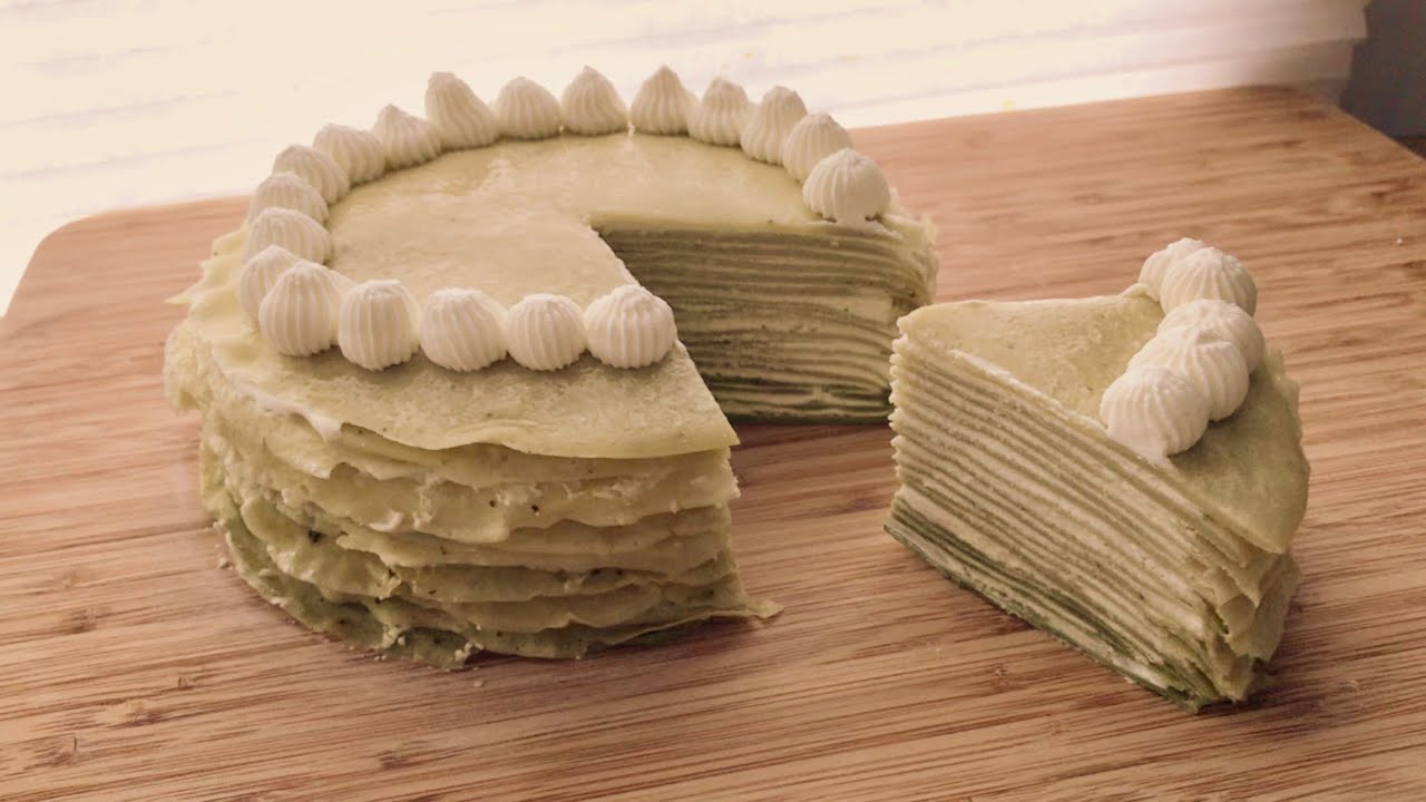 ombre matcha crepe cake