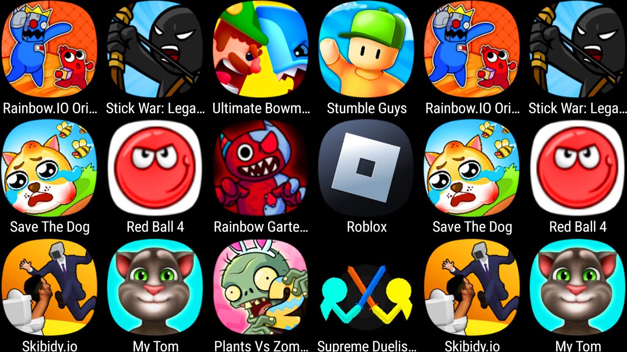 Plants Vs Zombies 2,Skibidy.io,Rainbow.IO,StickWar Legacy,Bowmasters,Stumble Guys,Save The Doge.....