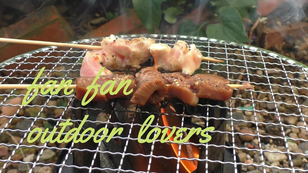 【ディキャンプ　キャンプ飯】焚き火飯　ウッドストーブで串焼きと焚火台レビュー