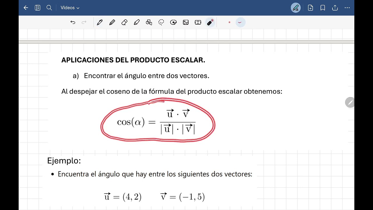 PRODUCTO ESCALAR EN EL PLANO, EJEMPLOS
