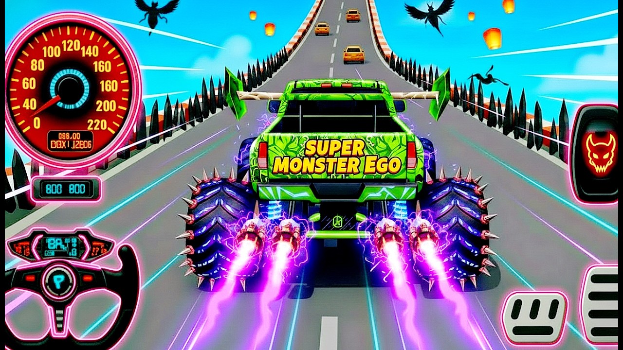 Mega Ramp Monster Car Racing 3D - Extreme Car Stunts -Android Gamepla #MegaRamp #3DGames #CarRacing