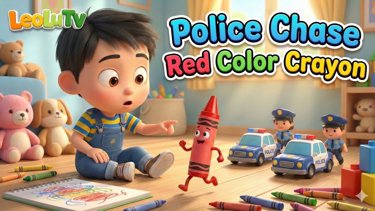 Police Chase Color Buttons | Under a Button | Nursery Rhymes & Kids Songs | LeoLu TV