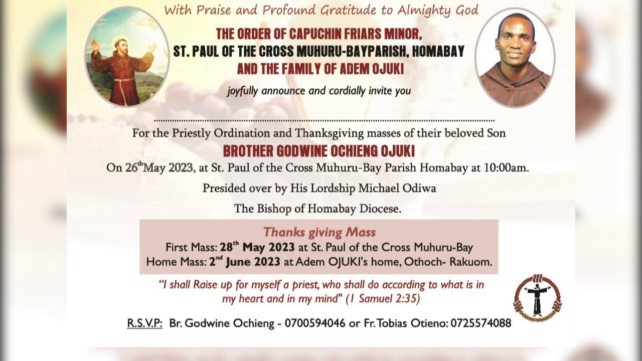 26-5-2023 | CAPUCHIN TV LIVE | PRIESTLY ORDINATION | BR GODWINE OJUKI, OFM Cap.  | MUHURU BAY