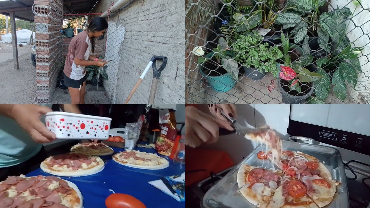 HOJE APROVEITE E ARRUMEI UM LUGARZINHO PARA MINHAS PLANTAS +MINHA CUNHADA E OSWALDO FIZERAM PIZZA 🍕