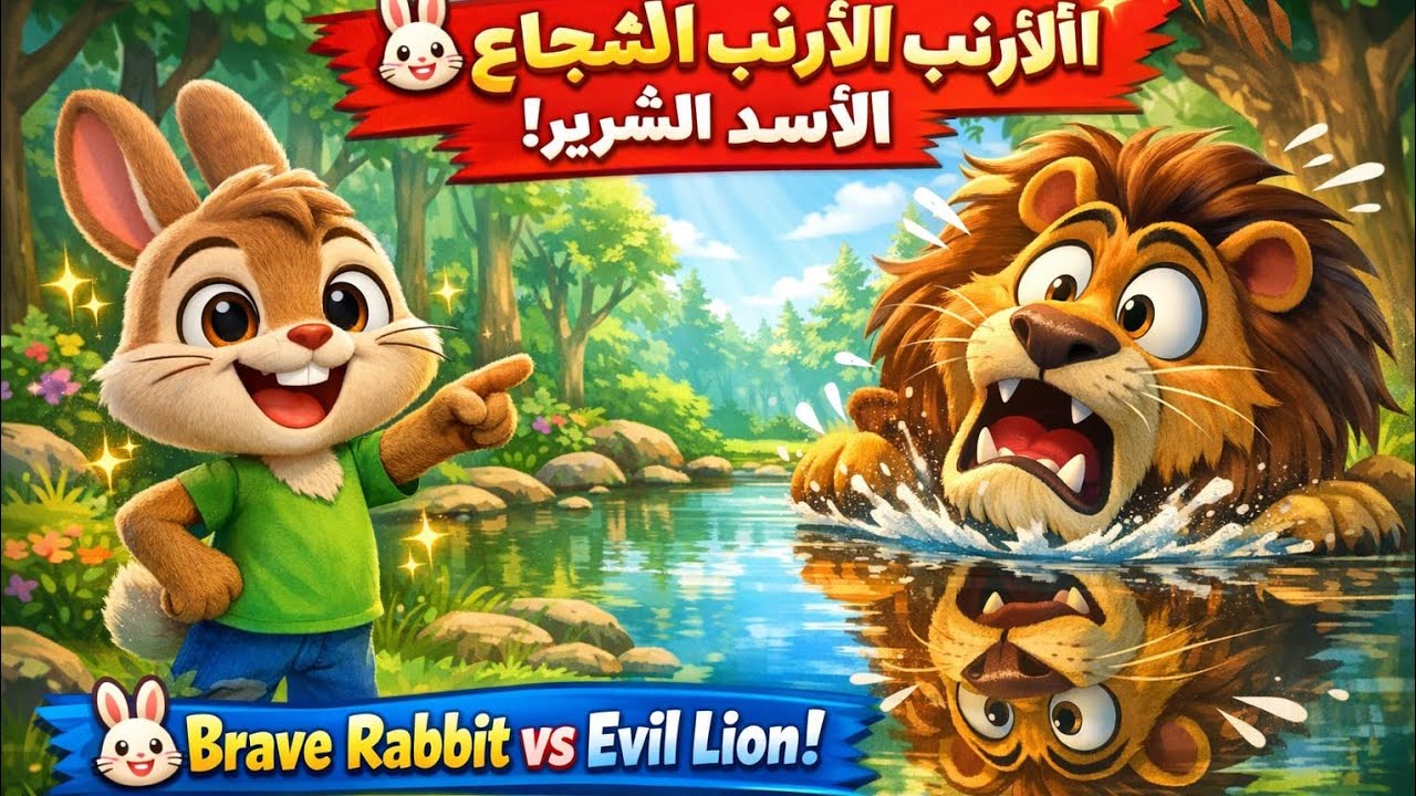 Rabbit الأرنب الشجاع يهزم الأسد الشرير بذكائه | قصة مضحكة للأطفال #kidslearning #animation #cartoon 
