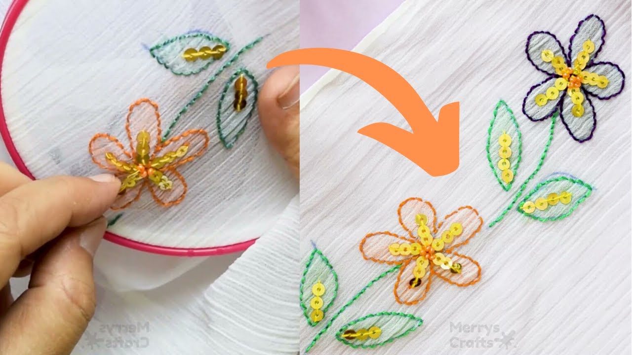 Hand Embroidery | Easy Flower Embroidery | Crafts and Embroidery