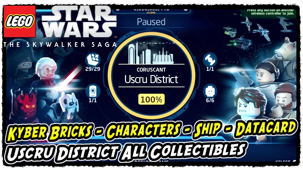 Lego Skywalker Saga Uscru District All Collectible Locations (Kyber Bricks - Characters - Ship)