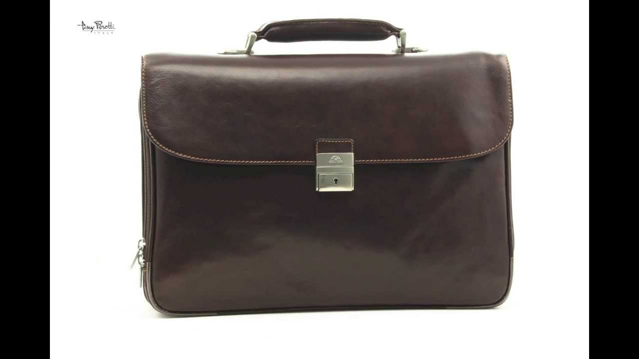 Roberto Four-Compartment Functional Laptop Briefcase in Brown item number PI009801BN