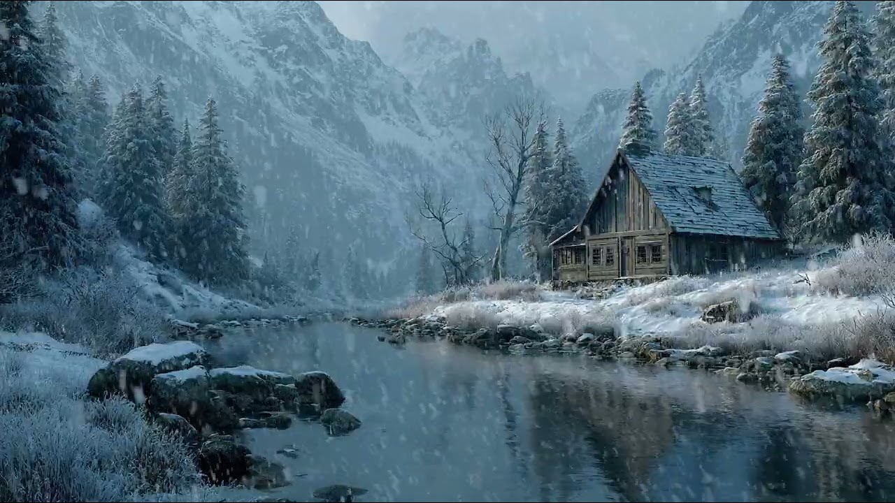 Snow Covered Mountains in a Silent Frozen Night | Cold Winter Wind Ambience for Long Deep Sleep