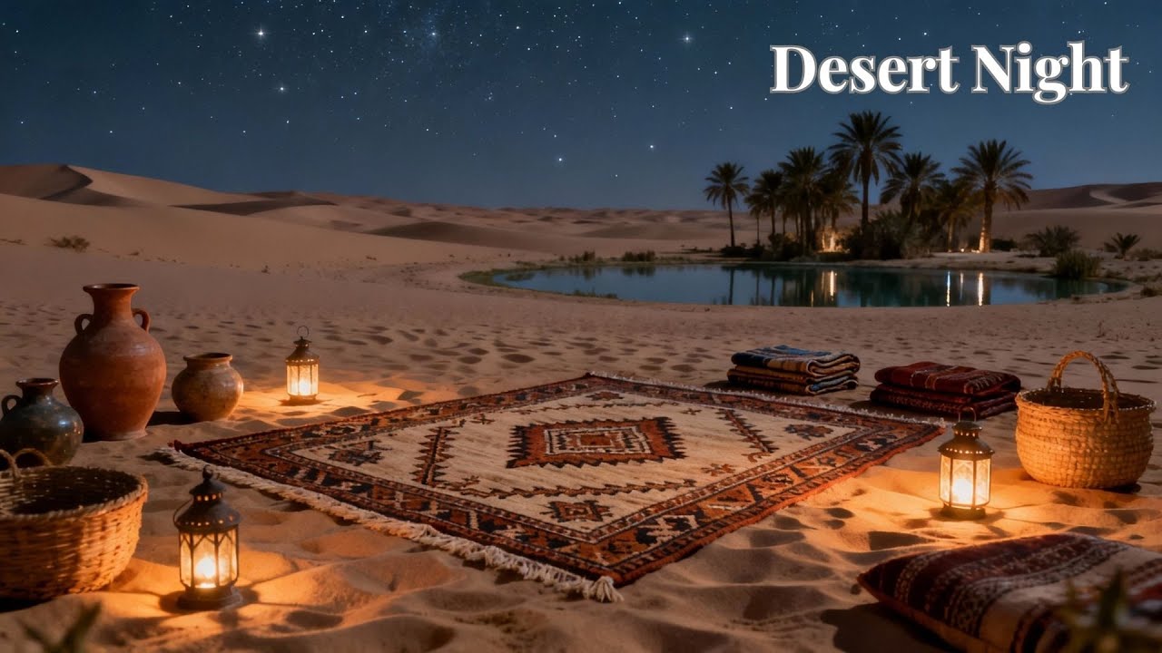 Desert Night Ambience 🌙 Soft Wind, Distant Flute & Starry Calm (1 Hour)