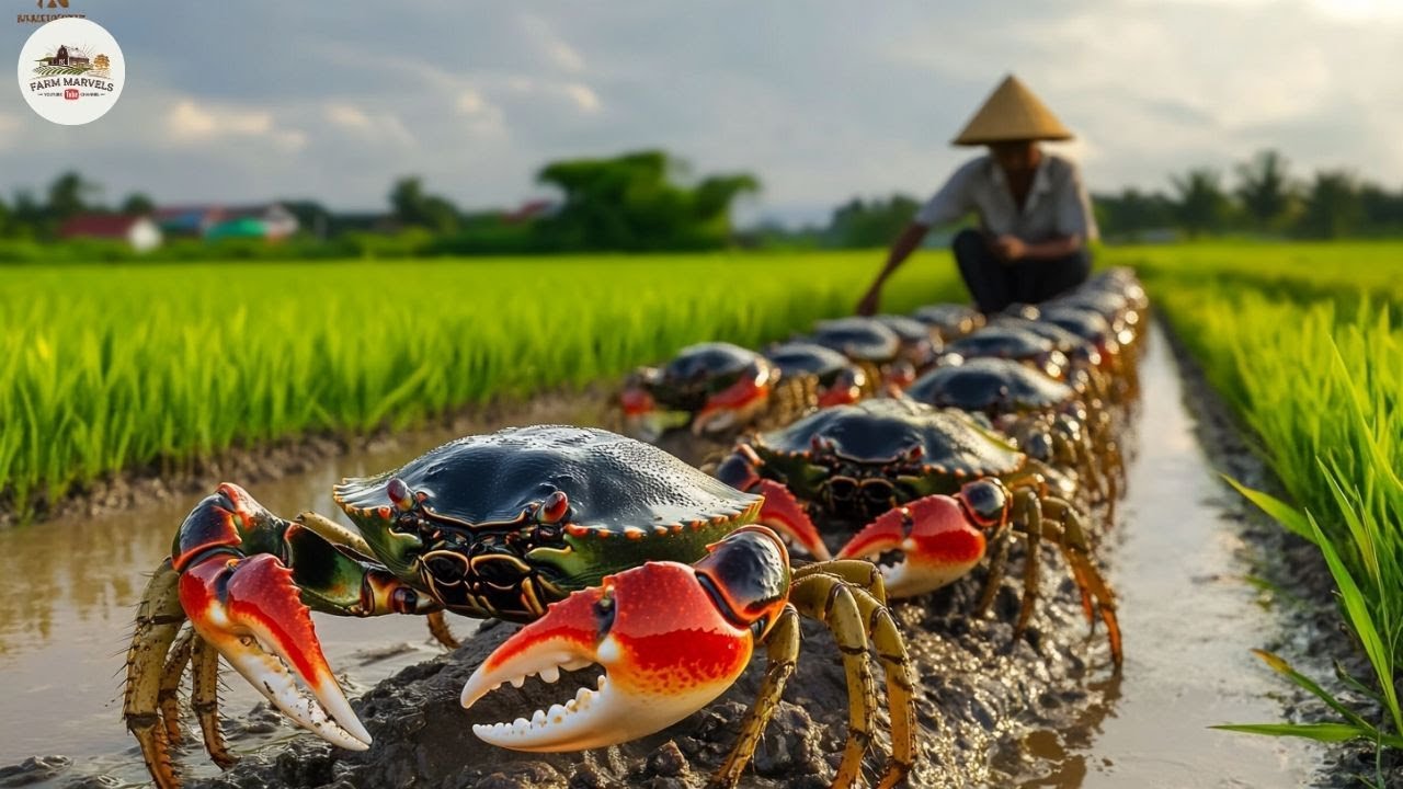 Chinese Farmers Raise Crabs in Rice Fields Hundreds of Times More Efficiently - Farming Documentary