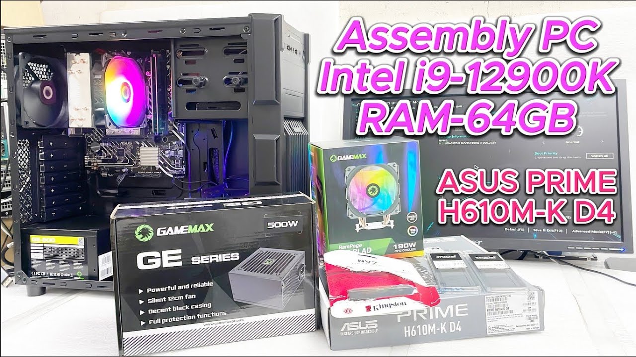 PC Build Intel i9-12900K RAM 64GB | ASUS PRIME H610M-K D4 | Full Assembly Guide