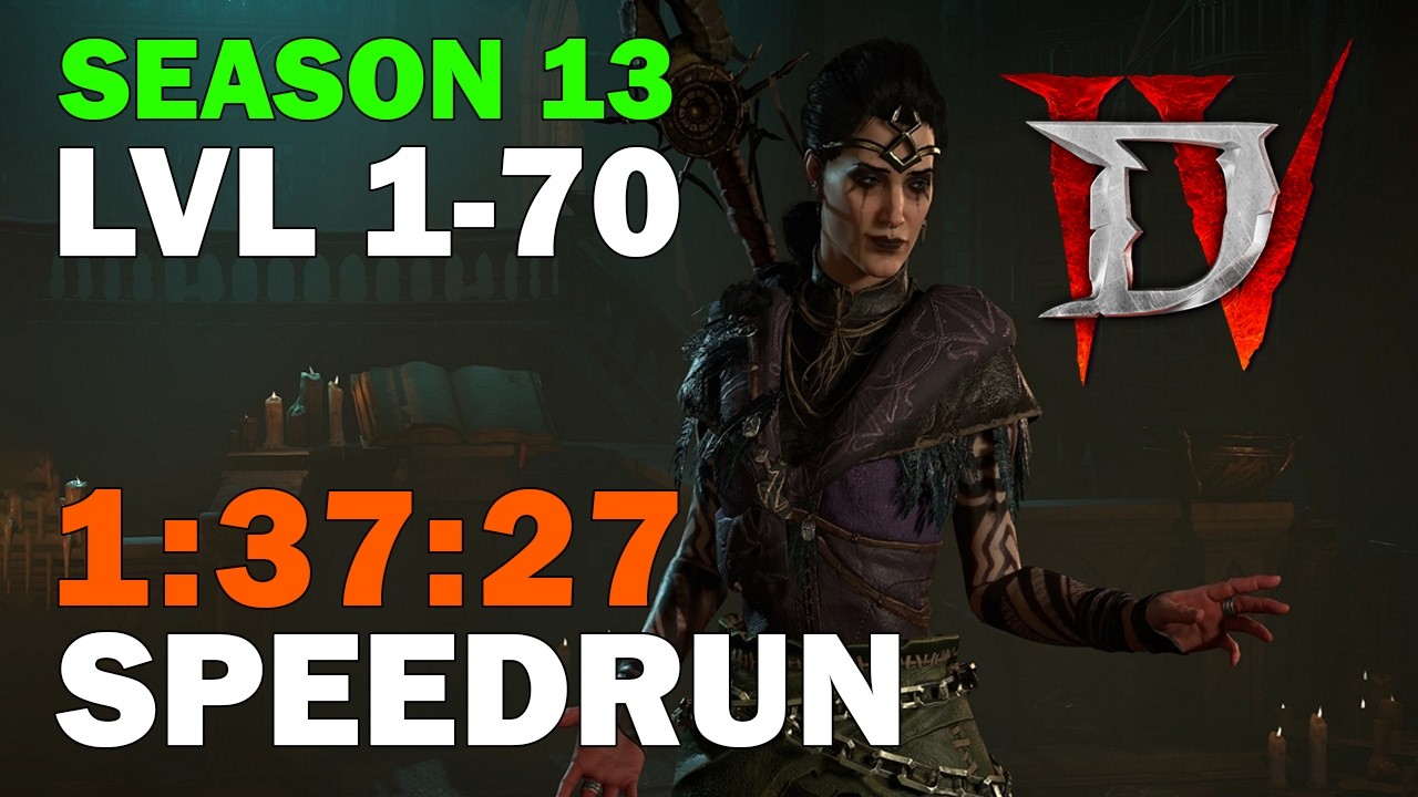 DIABLO 4 SORCERER SPEEDRUN 1-70 | PERSONAL BEST | 1:37:27 | SEASON 13 SOLO