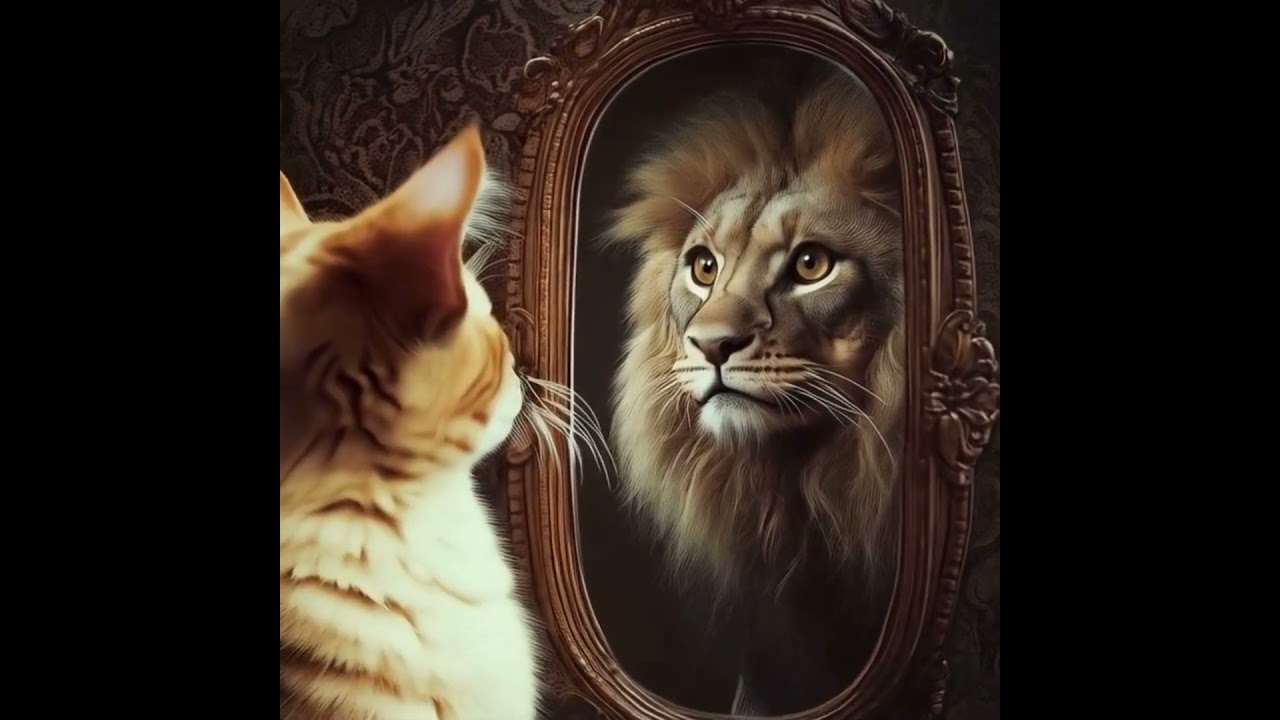 Meowtivation #cat #lion #mirror #ego #reflection