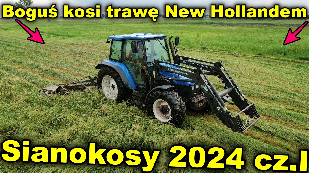 Sianokosy 2024 cz. I | Koszenie trawy nowym New Holland'em TL 90 |