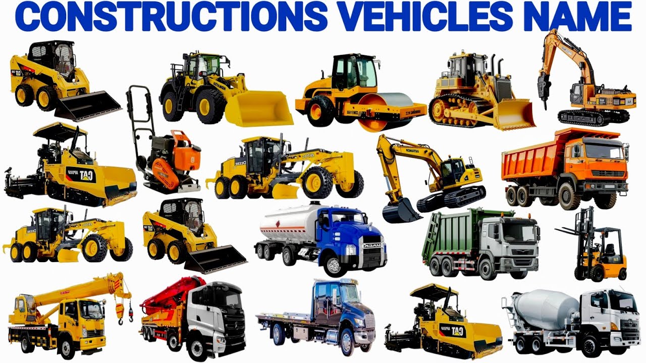 20 Construction Vehicles For Kids | Many Types Of Heavy Machinery Names in English | Learn with Fun 
