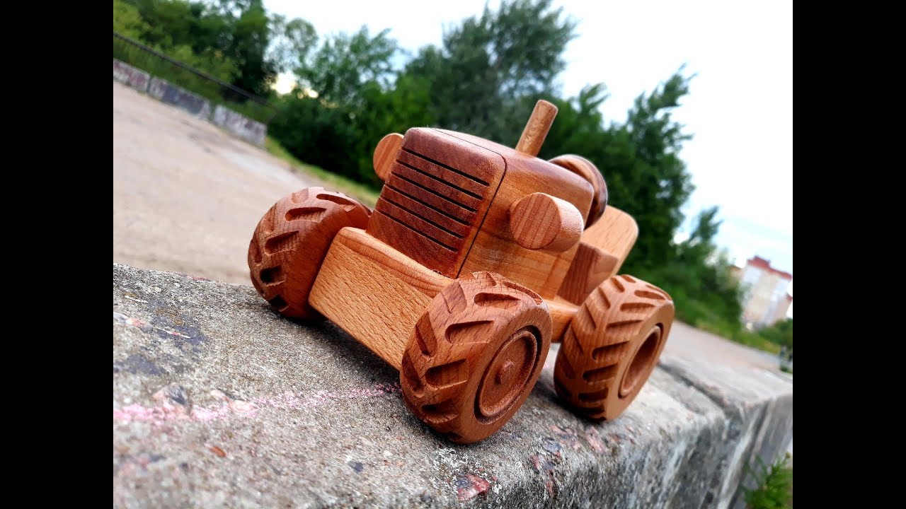 Making wooden toys. The wooden tractor 