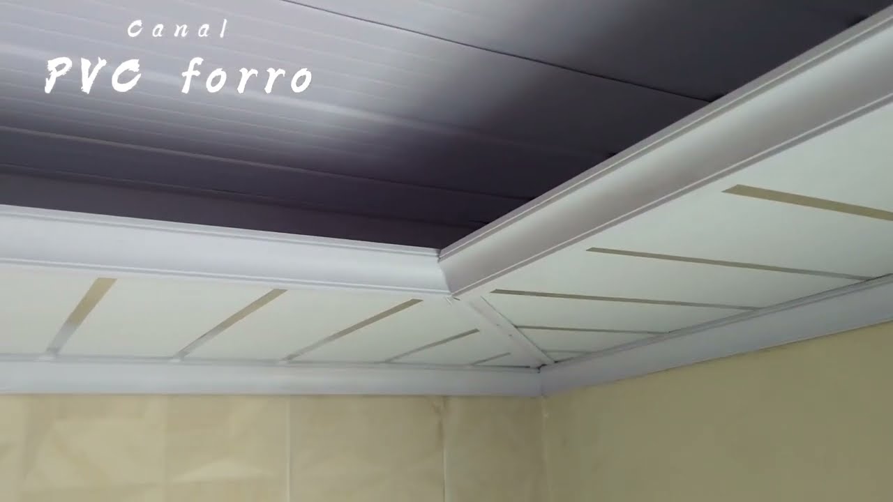 Acabamento em sanca para bandeja de teto decorado em PVC - Forro PVC