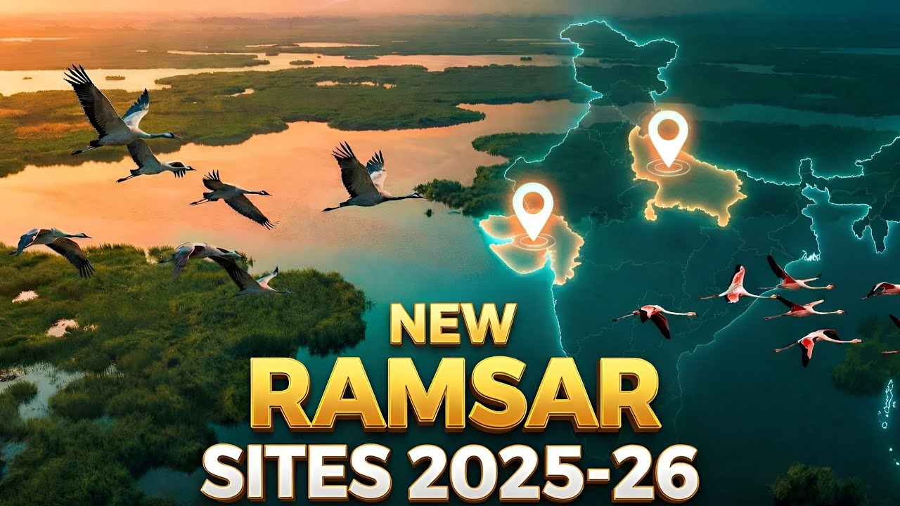 Newly Added RAMSAR SITES in 2025-26 ! बैंक और SSC exams के लिए महत्वपूर्ण।